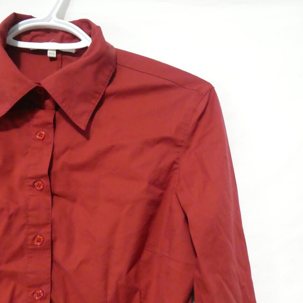 SMART SET | small | Elegant Red Long Sleeve Button-Up Shirt - Picture 5 of 16